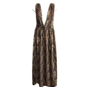 AMERICA & BEYOND Size M Leopard Print Long Maxi Dress Sleeveless Beach Cover